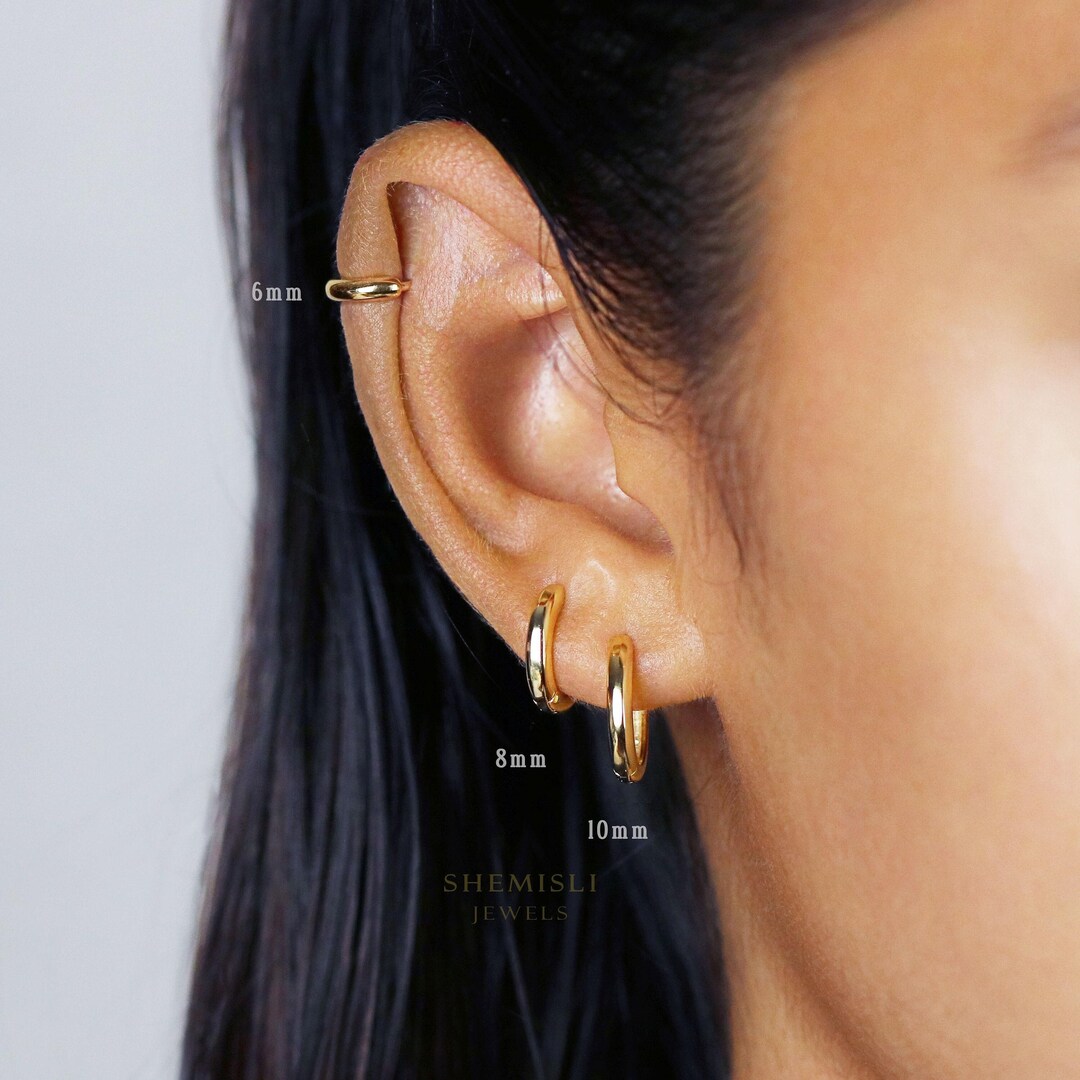 Simple Round Hoop Earring, 6, 7, 8, 9, 10, 12, 14mm Huggies Simple Round Hoop Earring, 6, 7, 8, 9, 10, 12, 14mm Huggies