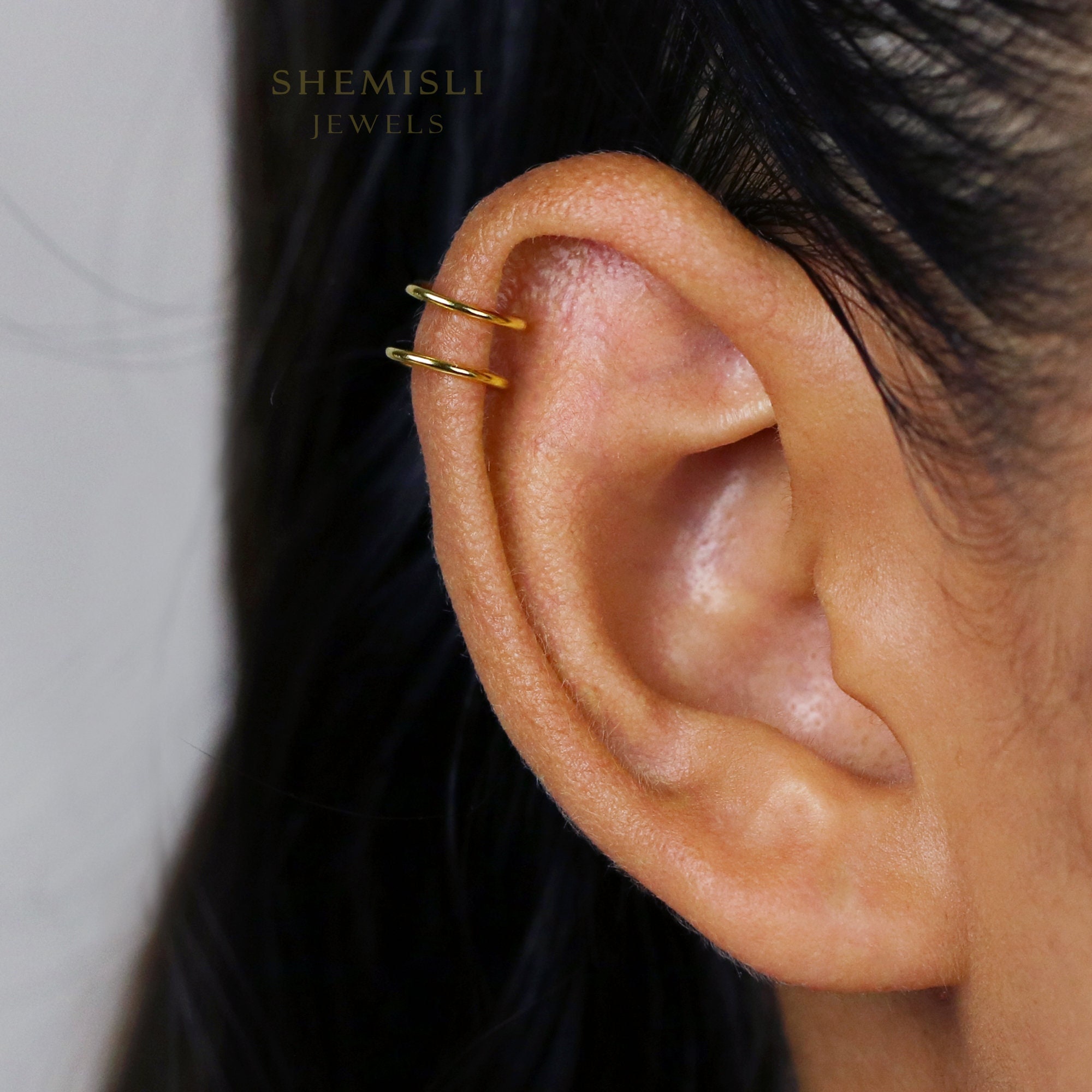 Thick Triple Ear Cuff  ear cuff no piercing  gold ear cuff  ear cuf   tonybook