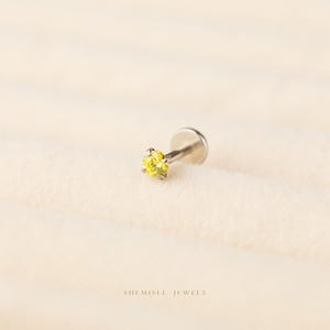 Peridot Stone Lip Stud, Threadless Flat Back, Minimalist Style, A-SS619 image 8