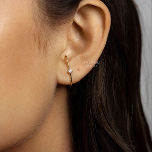 Boucles d'oreilles clous lobés avec pierre, Unisexe, Or, Argent SHEMISLI - SS194