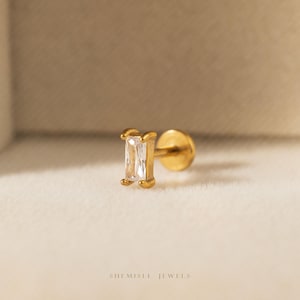 Petit clou tragus sans filetage baguette blanc avec dos plat, calibre 20,18,16, 5-10 mm unisexe, acier chirurgical SHEMISLI SS900