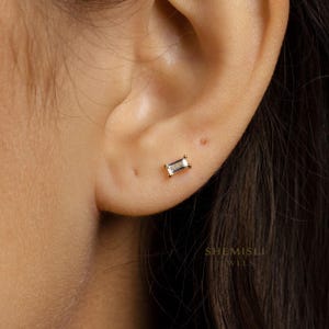Baguette clou d'oreille émeraude turquoise saphir noir opale, unisexe, or, argent SS143 SS023 SS107 SS339 SS340 SS008 papillon SS359 boule (type A)