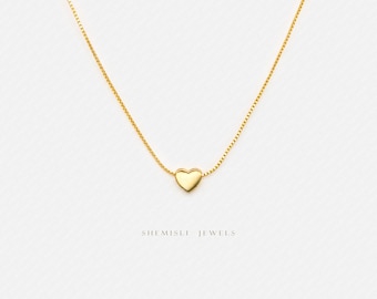 Tiny Heart Necklace, Silver or Gold Plated  (15.5"+2") SHEMISLI - SN010