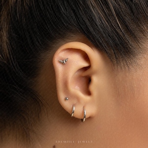 Boucle d'oreille sans filetage à dos plat Tiny Bat, calibre 20,18,16, 5-10 mm unisexe, acier chirurgical SHEMISLI SS1122