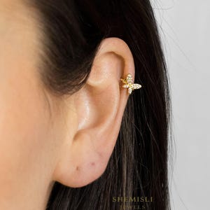 Créole hélicoïdale Butterfly CZ, unisexe, or, argent SHEMISLI SH342 LR