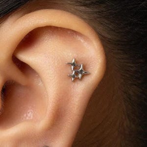 Twinkle Stars Stud, Threadless Flat Back Earring, Minimalist Style, A-SS1138