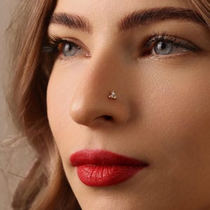 Petit clou de nez plat sans filetage à 3 pétales d'opale, calibre 20,18,16, 5-10 mm, Unisexe, Acier chirurgical, SHEMISLI SS546