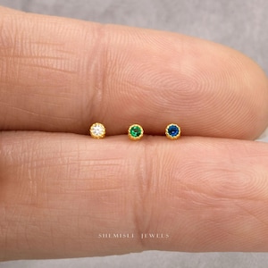 Gemstone Stud, Earring, Minimalist Style, A-SS231 SS232 SS233