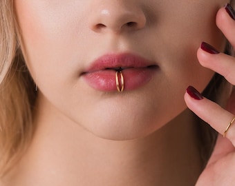 Split Double Lip Hoop Ring, 18,16ga, 8,10,12mm, Unisex, G23 Titanium SHEMISLI SH528,SH529,SH530,SH531,SH532