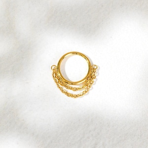 Double Chain Conch Hoop, Cartilage Earring, Minimalist Style, A-SH241 SH242