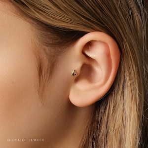 Dainty Beetle Threadless Flat Back Tragus Stud, 20,18,16ga, 5-10mm, Unisex, Surgical Steel, SHEMISLI SS574