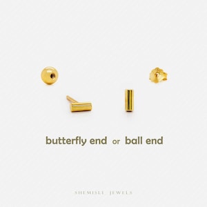 Dainty Bar Stud, Butterfly End or Screw Ball End Earring, Minimalist Style, A-SS655 SS656