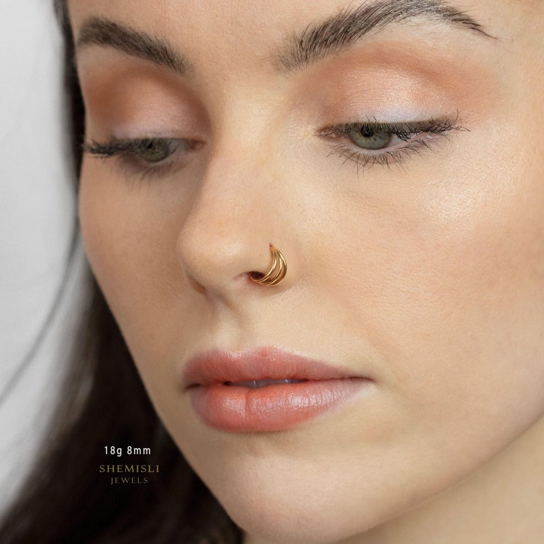 Triple Sided Titanium Gold Nose Hoop Implant Grade Titanium Triple