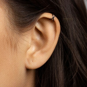 Tiny Thin Criss Cross Helix Cuff, Upper Ear Cuff, Earring No Piercing is Needed, Gold, Silver SHEMISLI SF048 NOBKG image 4