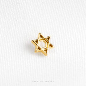 Tiny David Star Threadless Flat Back Earring, 20,18,16ga, 5-10mm Unisex, Surgical Steel SHEMISLI SS1205