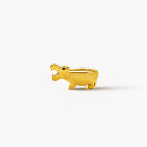 Clou d'hippopotame, boucle d'oreille sans filet à dos plat, style minimaliste, A-SS1065