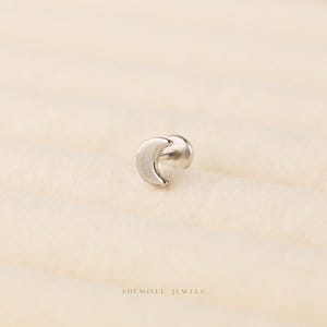 Tiny Moon Threadless Flat Back Tragus Stud, 20,18,16ga, 5-10mm, Unisex, Surgical Steel, SHEMISLI SS568