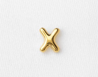 Uppercase Letter X Stud, Threadless Flat Back Earring, Minimalist Style, A-SS1644