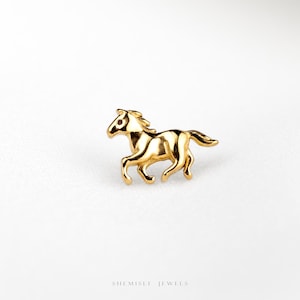 Tiny Horse Threadless Flat Back Earring, 20,18,16ga, 5-10mm Unisex, Surgical Steel SHEMISLI SS1278