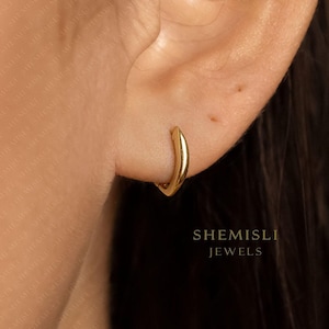 Sleek Pointed Oval Hoop Earring, Unisex, Gold, Silver SHEMISLI - SH559