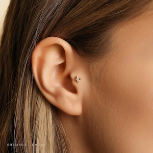 Tiny Star Threadless Flat Back Tragus Stud, 20,18,16ga, 5-10mm Unisex, Surgical Steel SHEMISLI SS994