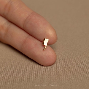 Tiny Cleaver Knife Threadless Flat Back Earring, 20,18,16ga, 5-10mm Unisex, Surgical Steel SHEMISLI SS1097