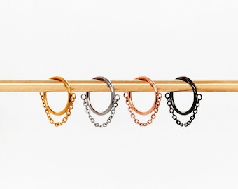 Single Chain Nose Ring, Septum Hoop, Minimalist Style, A-SH416 SH417