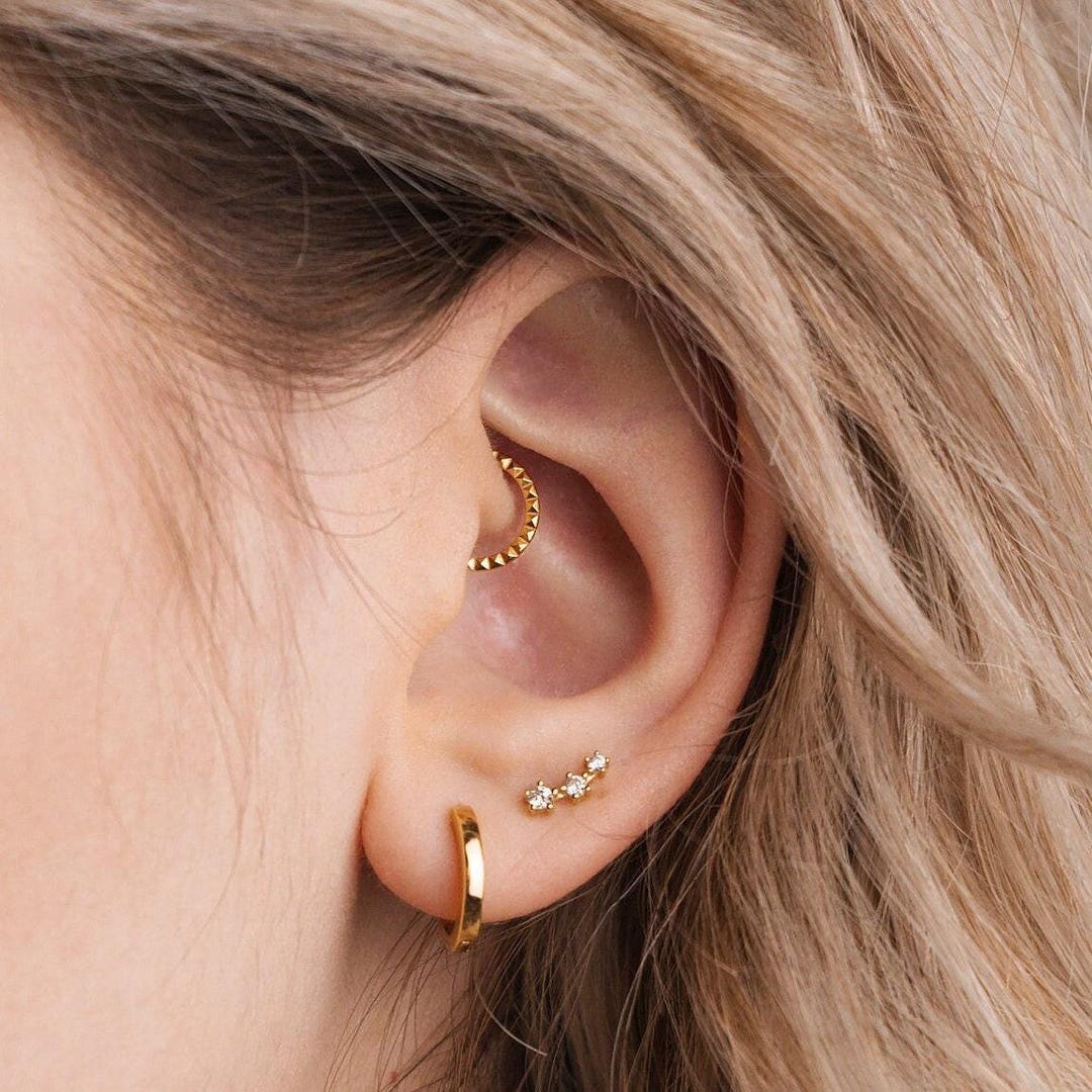 Angled Pattern Daith Hoop Ring, Hoop Earring, 16ga, 8 or 10mm, A-SH410 ...