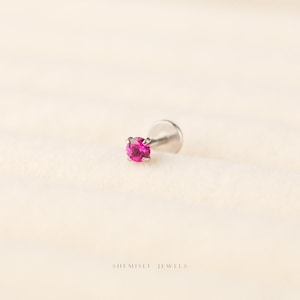 Ruby Lip Stud, Threadless Flat Back, Minimalist Style, A-SS615 Bild 7