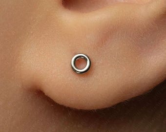 Open Circle Stud, Threadless Flat Back Earring, Minimalist Style, A-SS1668