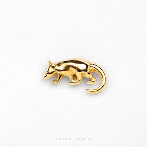 Tiny Opossum Threadless Flat Back Earring, 20,18,16ga, 5-10mm Unisex, Surgical Steel SHEMISLI SS1031