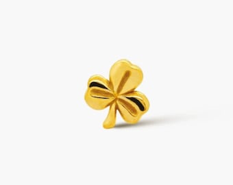 Shamrock Stud, Threadless Flat Back Earring, Minimalist Style, A-SS1094