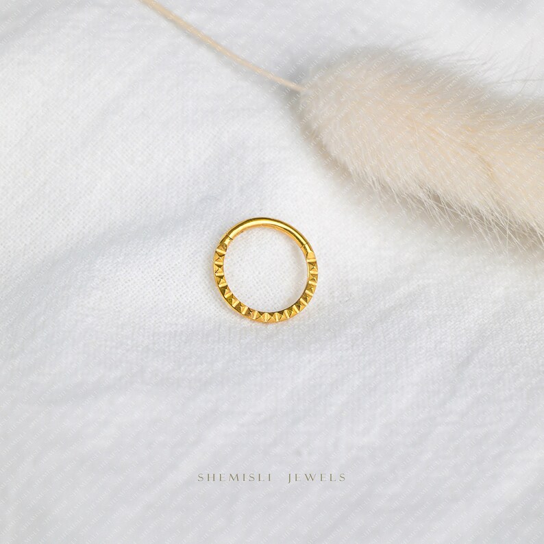 Angled Pattern Daith Hoop Ring, Hoop Earring, 16ga, 8 or 10mm, Unisex ...