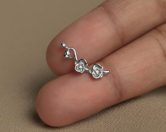 Orchid Flower Stud, Threadless Flat Back Earring, Minimalist Style, A-SS1354
