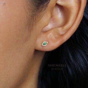 Petit clou en forme de diamant CZ, blanc, émeraude, turquoise, saphir, noir, unisexe, or, argent SHEMISLI - SS108, SS109, SS110, SS345, SS346