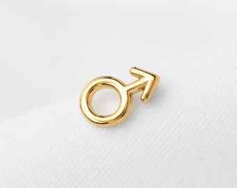 Male Gender Symbol Stud, Threadless Flat Back Earring, Minimalist Style, A-SS1822