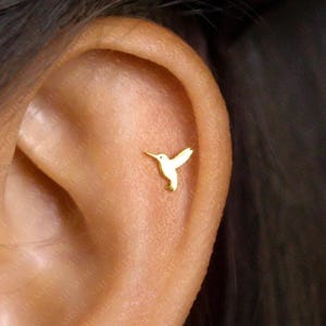 Clou d'oreille colibri, boucle d'oreille extrémité papillon ou boule à visser, style minimaliste, A-SS709 SS710