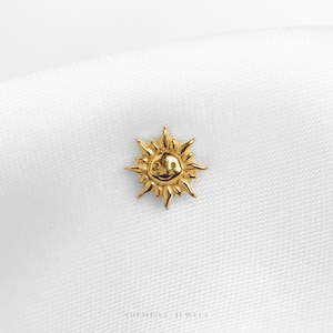Boucle d'oreille sans filetage à dos plat Tiny Sun, calibre 20,18,16, 5-10 mm unisexe, acier chirurgical SHEMISLI SS1157