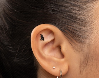 Tiny Crow Raven Threadless Flat Back Earring, 20,18,16ga, 5-10mm Unisex, Stainless Steel SHEMISLI SS1064