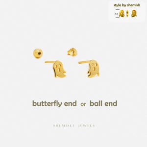Tiny Ghost Stud Earring, Unisex, Gold, Silver SHEMISLI SS685 Butterfly End, SS686 Screw Ball End (Type A) LR