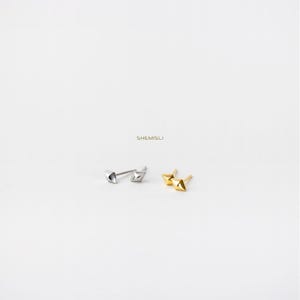 Tiny 3D Diamond Shape Stud, Rhombus Earring, Unisex, Gold, Silver SHEMISLI - SS021