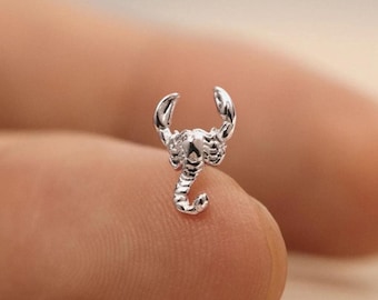 Scorpion Stud, Threadless Flat Back Earring, Minimalist Style, A-SS1145