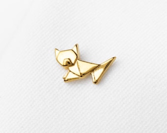 Origami Cat Stud, Threadless Flat Back Earring, Minimalist Style, A-SS1768