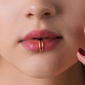Split Double Lip Ring, Labret Ring, Minimalist Style, A-SH528 SH529 SH530 SH531 SH532