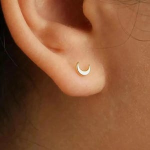 Moon Stud, Butterfly End or Screw Ball End Earring, Minimalist Style, A-SS134 SS859