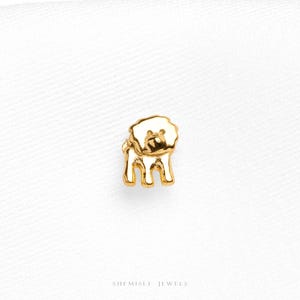 Tiny Bichon Frise Dog Threadless Flat Back Earring, 20,18,16ga, 5-10mm Unisex, Surgical Steel SHEMISLI SS1080