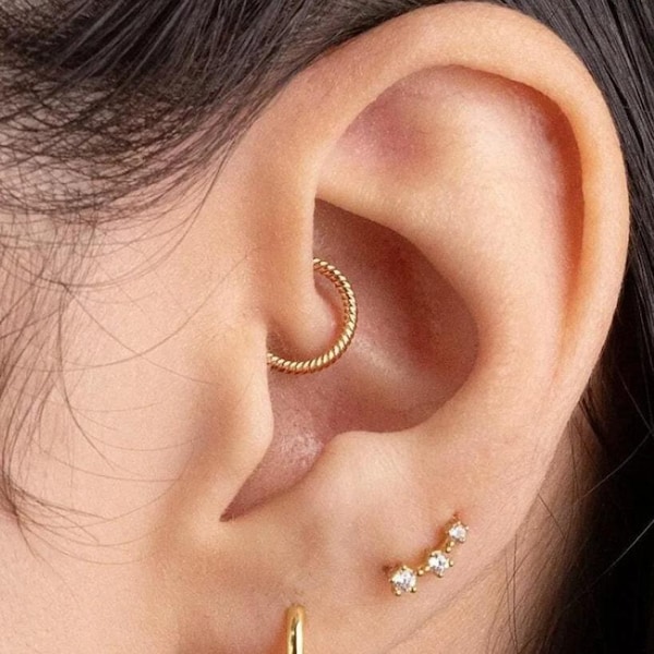 Twisted Daith Hoop, Clicker Earring, Minimalist Style, A-SH571 SH573