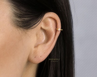 Tiny CZ Stone Helix Hoop Earring, White Stone, Emerald, Turquoise, Opal, Unisex, Gold, Silver SH616, SH626, SH636, SH646, SH656, SH666