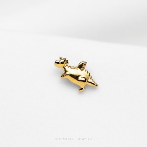 Tiny Flying Dragon Threadless Flat Back Earring, 20,18,16ga, 5-10mm Unisex, Surgical Steel SHEMISLI SS1008