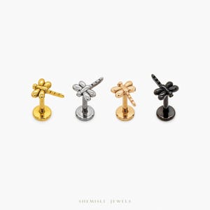 Dainty Dragonfly Threadless Flat Back Earring, 20,18,16ga, 5-10mm Unisex, Surgical Steel SHEMISLI SS581